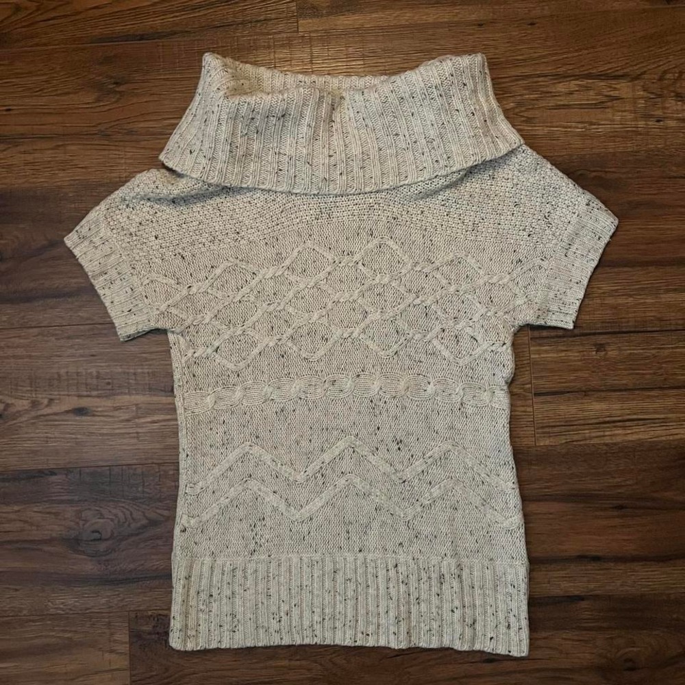 Vintage Dynamite  Short Sleeve Sweater Chunky Cable Knit‎ Oatmeal Pullover Small